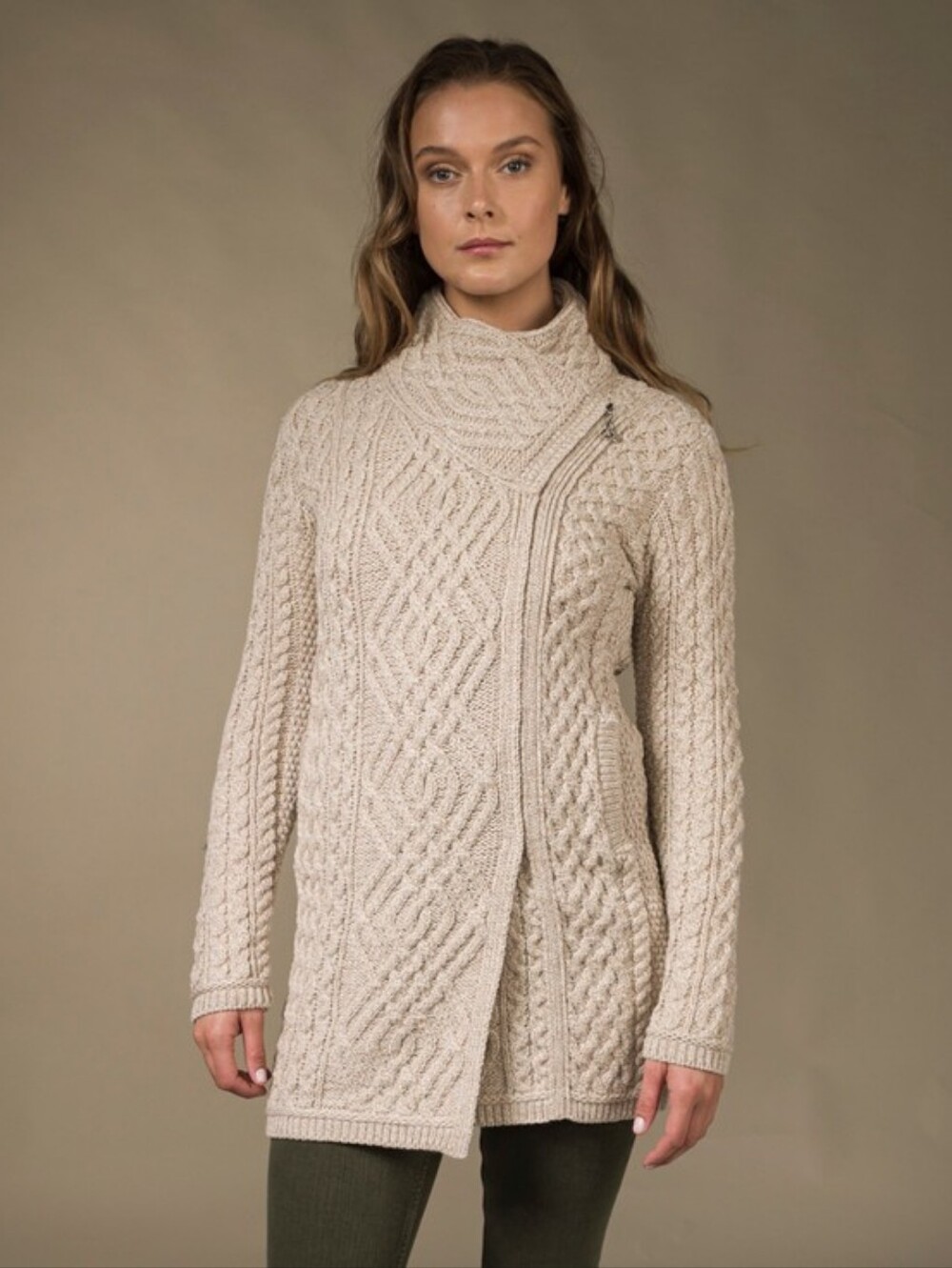 Aran Sweater Market Parsnip Aran Knit Coatigan Sweater 100% Merino Wool Medium